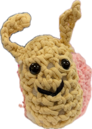 Crocheted amigurumi snail