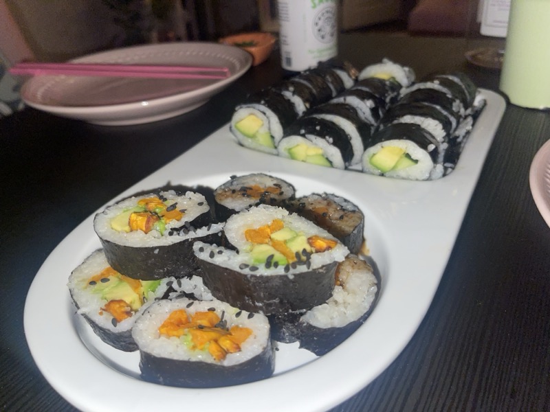 Homemade sushi rolls