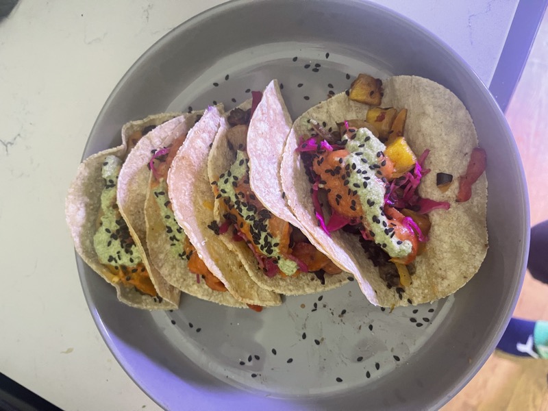 Plated tacos